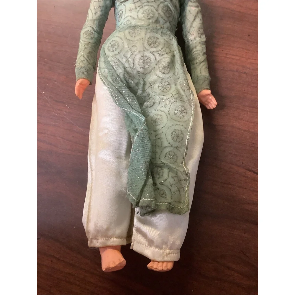 Vintage Celluloid Doll Black Haired Woman Ethic Clothes Handpainted